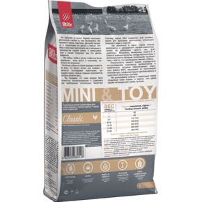 BLITZ Classic Mini & Toy Breeds Dog All Life Stages (Блиц МИНИ ТОЙ Чикен) Курица - корм для собак мелких и миниатюрных пород всех возрастов