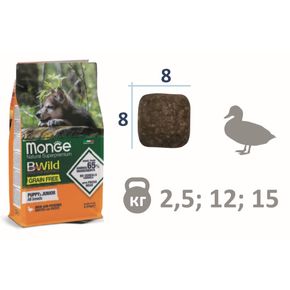 MONGE BWild Dog Grain Free – Duck with Potatoes – All Breeds Puppy & Junior - беззерновой корм для щенков всех пород
