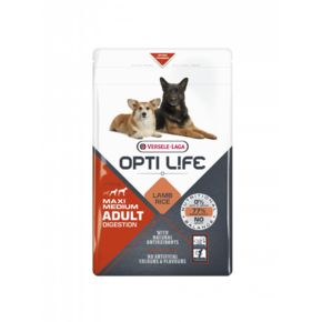 Opti Life Adult Digestion Medium&Maxi - сухой корм для взрослых собак средних и крупных пород с чувствительным пищеварением, ягненок и рис