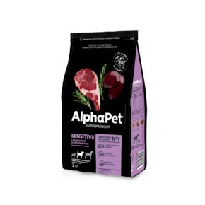 AlphaPet Superpremium MEDIUM SENSITIVE С бараниной и потрошками для взрослых собак средних пород с чувствительным пищеварением