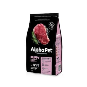 AlphaPet Superpremium MEDIUM PUPPY SENSITIVE С говядиной и рисом для щенков, беременных и кормящих собак средних пород