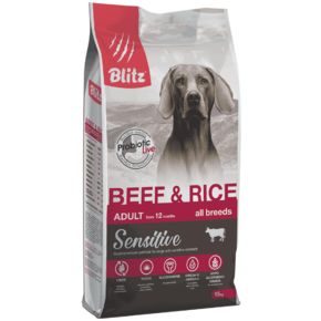 Blitz Sensitive Beef & Rice (Блиц Сенситив Биф) с говядиной и рисом сухой корм для взрослых собак всех пород