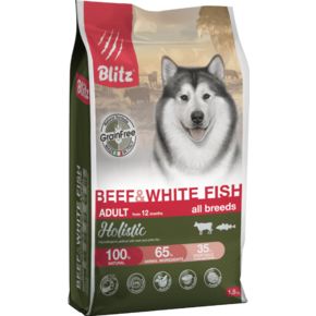 Blitz Holistic Beef & White Fish Adult Dog All Breeds (Grain Free) ГОВЯДИНА И БЕЛАЯ РЫБА — беззерновой сухой корм для взрослых собак всех пород