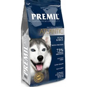 PREMIL ATLANTIC Super Premium TUNA & Rice Monoprotein Полнорационный корм для улучшения иммунитета собак, для чувствительных собак и собак, подверженных аллергиям.(без глютена)