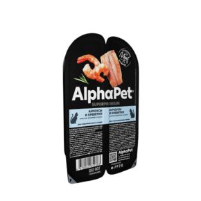 AlphaPet Superpremium влажный корм для стерилизованных кошек с АНЧОУСОМ и КРЕВЕТКОЙ, мясные кусочки в соусе 80 гр
