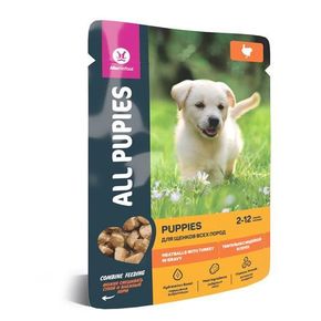 ALL PUPPIES Консервированный корм для щенков всех пород Тефтельки с индейкой в соусе, пауч, 85 г