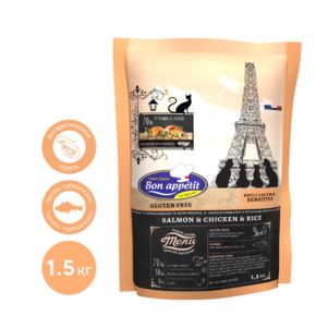 Bon Appetit Sensitive Salmon Chicken - Бон Аппети - для взрослых кошек с чувствительным пищеварением с лососем и курицей