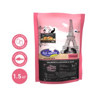 Bon Appetit Gourmand Salmone Chicken - Бон Аппети Гурман - сухой корм для взрослых привередливых кошек с лососем и курицей