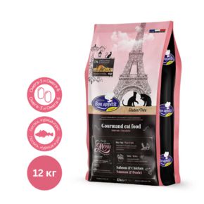 Bon Appetit Gourmand Salmone Chicken - Бон Аппети Гурман - сухой корм для взрослых привередливых кошек с лососем и курицей