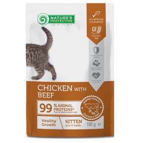 Natures Protection Kitten Healthy Growth - пауч для котят с курицей и говядиной