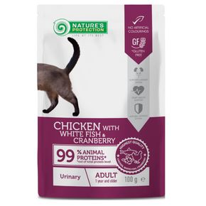 Natures Protection Urinary Health - пауч для кошек с чувствительной мочеполовой системой с курицей, белой рыбой и клюквой