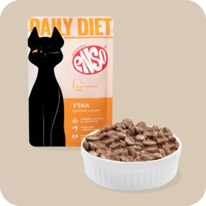 Корм влажный ENSO DAILY DIET для взрослых кошек утка 85 г