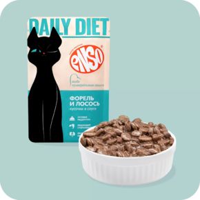 Корм влажный ENSO DAILY DIET для взрослых кошек форель и лосось 85 г