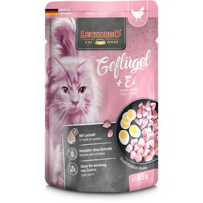 LEONARDO Poultry + Egg - Леонардо Полтри Эгг - паучи для кошек с птицей и яйцом ,85 гр