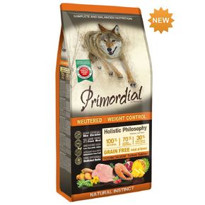 PRIMORDIAL HOLISTIC GRAIN-FREE DOG Adult NEUTERED & Weight Control Turkey & Salmon - Примордиал - для взрослых стерилизованных собак и / или собак с лишним весом всех пород с индейкой и лососем