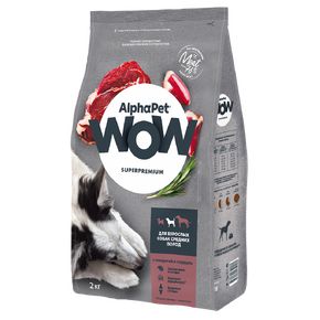 AlphaPet WOW Superpremium MEDIUM Сухой полнорационный корм с говядиной и сердцем для взрослых собак средних пород