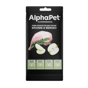 AlphaPet Superpremium Крем-лакомство для кошек с кроликом и яблоком, стики 4 шт по 12 гр