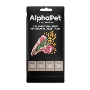 AlphaPet Superpremium Крем-лакомство для кошек с ягненком и облепихой, стики 4 шт по 12 гр