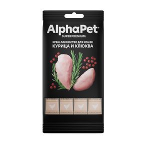 AlphaPet Superpremium Крем-лакомство для кошек с курицей и клюквой, стики 4 шт по 12 гр