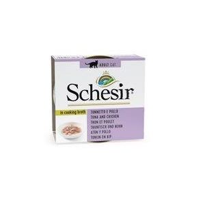 Schesir Cat Adult Tuna and Chicken - консервированный корм для кошек филе тунца и курицы в бульоне 70 гр.
