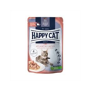 HAPPY CAT Culinary Meat in Sauce AtlantikLachs - мясные кусочки в соусе с лососем 85 гр