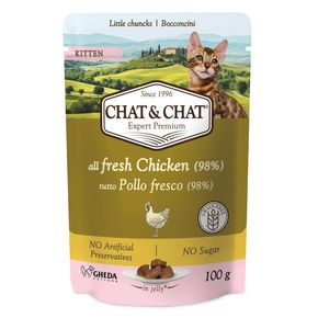 Chat&Chat Kitten Chicken 100 гр - влажный корм для котят с курицей в желе