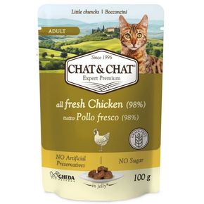 Chat&Chat Adult Chicken 100 гр - влажный корм для котят с курицей в желе