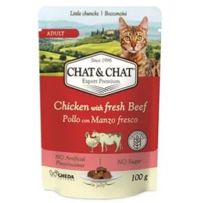 Chat&Chat Adult Beef 100 гр - влажный корм для взрослых кошек с говядиной в желе