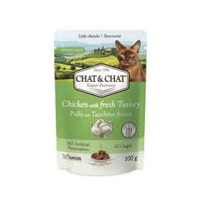 Chat&Chat Adult Sterilised Chicken &Turkey 100 гр - влажный корм для взрослых стерилизованных кошек с курицей и индейкой в желе