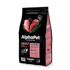 AlphaPet Superpremium Adult с уткой и цыпленком для кошек крупных пород