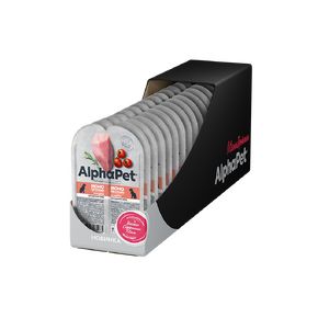 AlphaPet MONOPROTEINE Влажный консервированный полнорационный корм для взрослых собак Утка мясные кусочки в соусе 100г