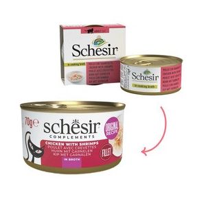 Schesir Complements для кошек курица с креветками в бульоне 70г