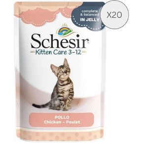 Schesir Kitten для котят от 3-12 месяцев с курицей в желе, пауч 85 гр