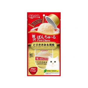 INABA CIAO Pon Churu Суфле-лакомство для кошек филе курицы с морским гребешком 2*35 гр