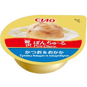 INABA CIAO Pon Churu Суфле-лакомство для кошек тунец Кацуо и Кацуобуси 2*35 гр