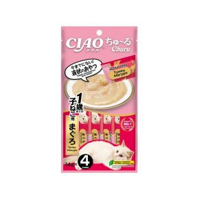INABA CIAO Pon Churu Пюре-лакомство для котят с тунцом Магуро, 14 г x 4 шт