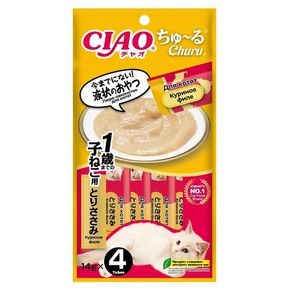INABA CIAO Pon Churu Пюре-лакомство для котят с куриным филе, 14 г x 4 шт