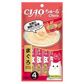 INABA CIAO Pon Churu Пюре-лакомство для кошек, для поддержки костей и суставов, с тунцом Магуро 14 г x 4 шт