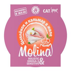 Molina - Молина Ламистер для взрослых кошек. Цыпленок и кальмар в желе 75 гр
