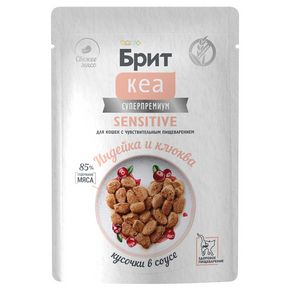 Brit Care - Брит Кеа Пауч с Индейкой и Клюквой для взрослых кошек с чувствительным пищеварением, кусочки в соусе 85 гр