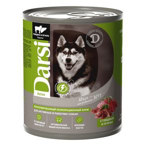 Darsi Active - Дарси Актив Консервы (паштет) для активных и рабочих собак, говядина с печенью, 850 г