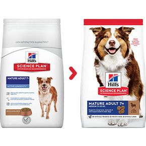 Hills Science Plan MATURE ADULT 7+ MEDIUM Lamb & Rice для пожилых собак (7+)средних пород для поддержания активности и здоровья желудочно-кишечного тракта, с ягненком и рисом